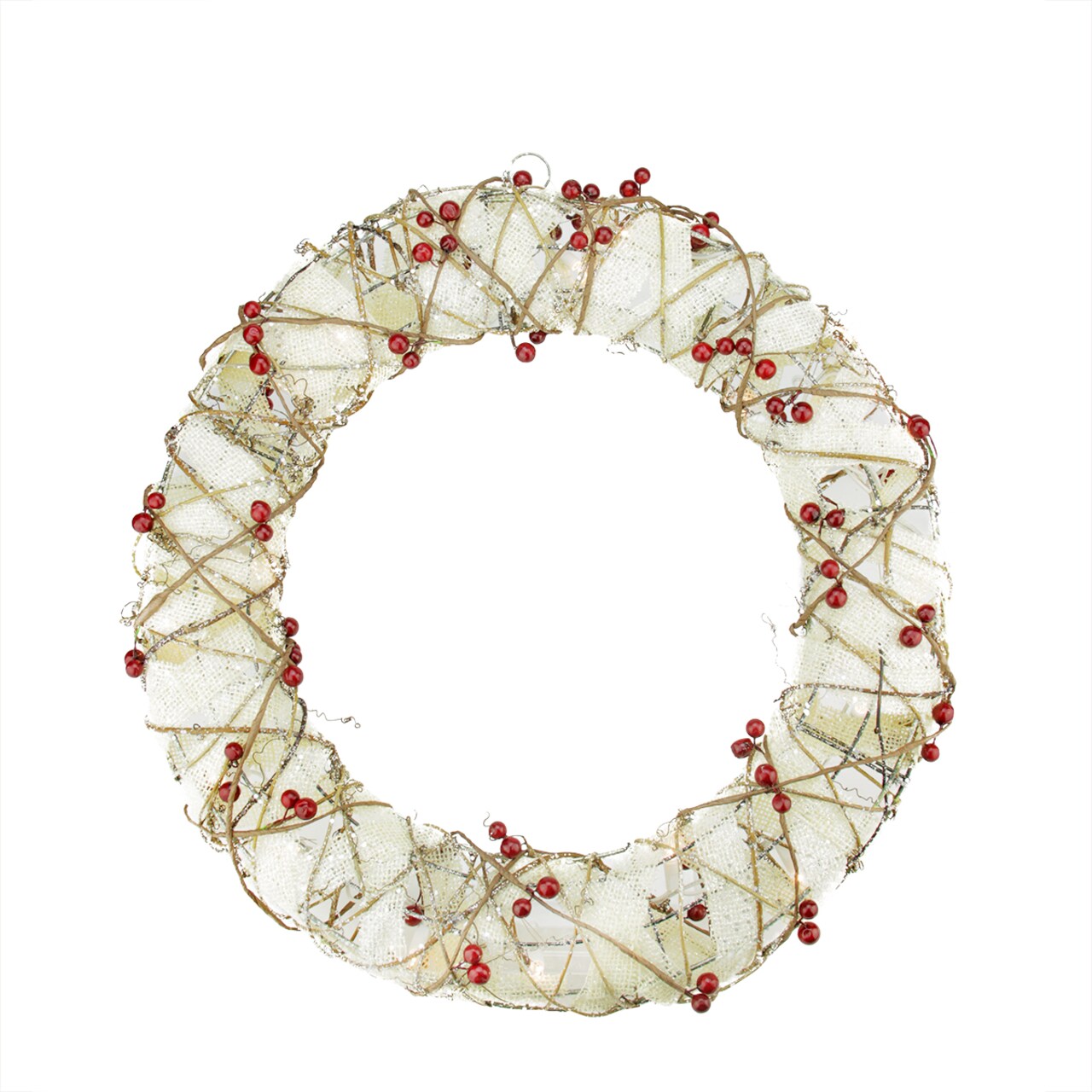 Northlight Pre-Lit Berry Artificial Christmas Wreath - 18-Inch, Clear Lights